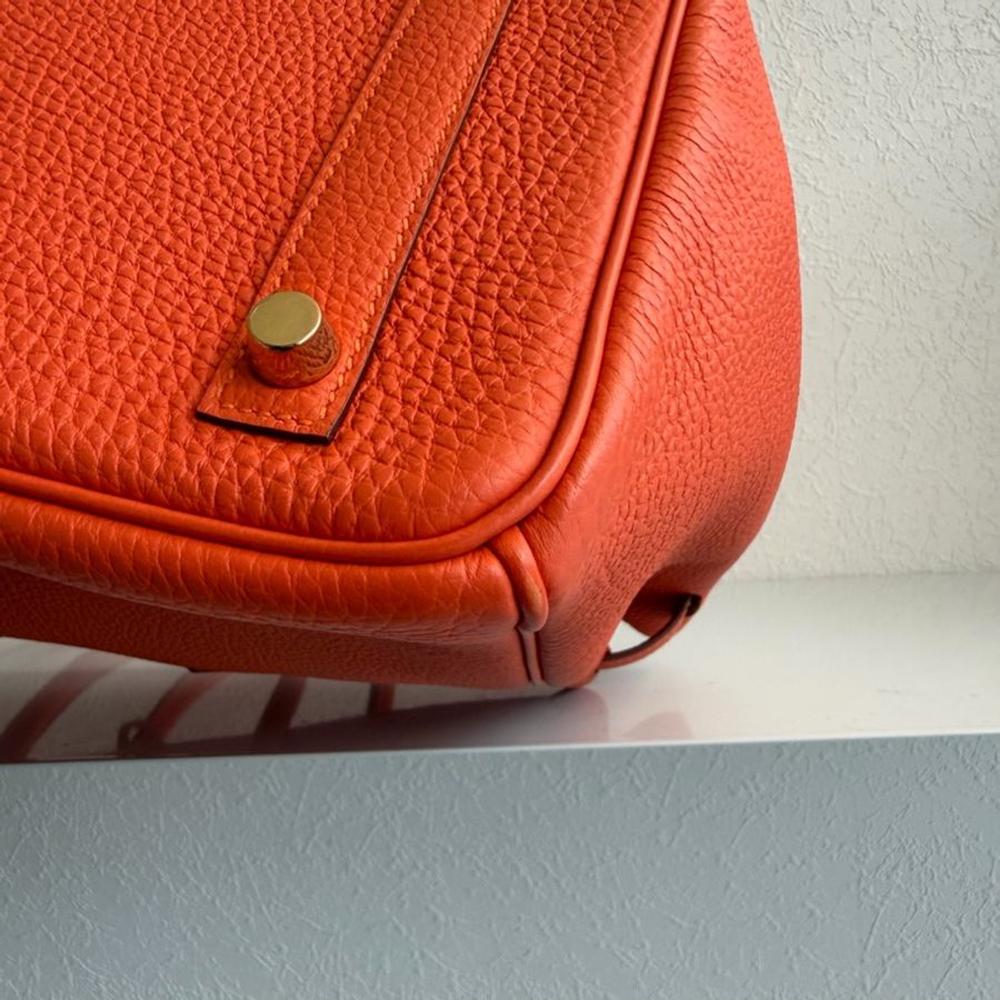 Hermes 9j橘鉑金30 Birkin 30金釦-10