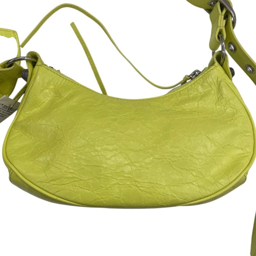 BALENCIAGA 巴黎世家 LE CAGOLE XS 肩背包 羊皮 螢光黃 銀釦-2