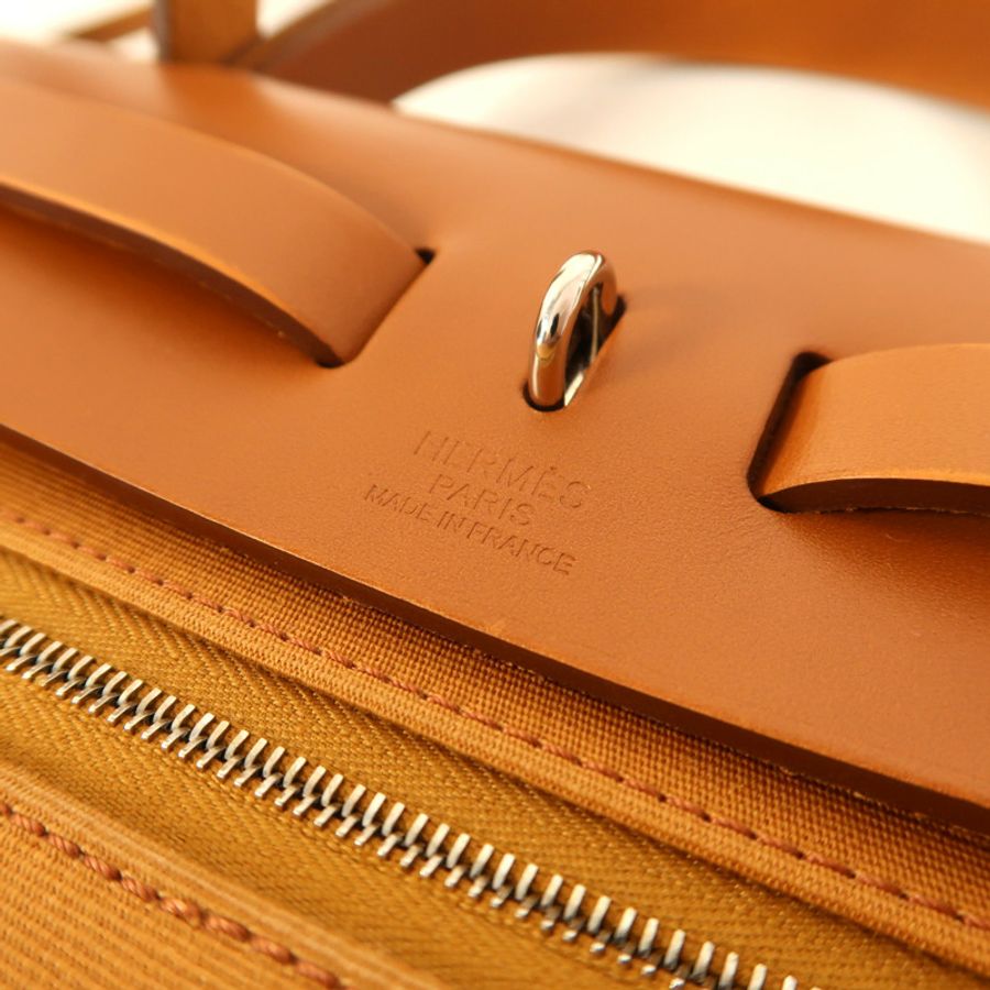 HERMES 帆布Herbag PM銀扣手挽肩背兩用袋-8