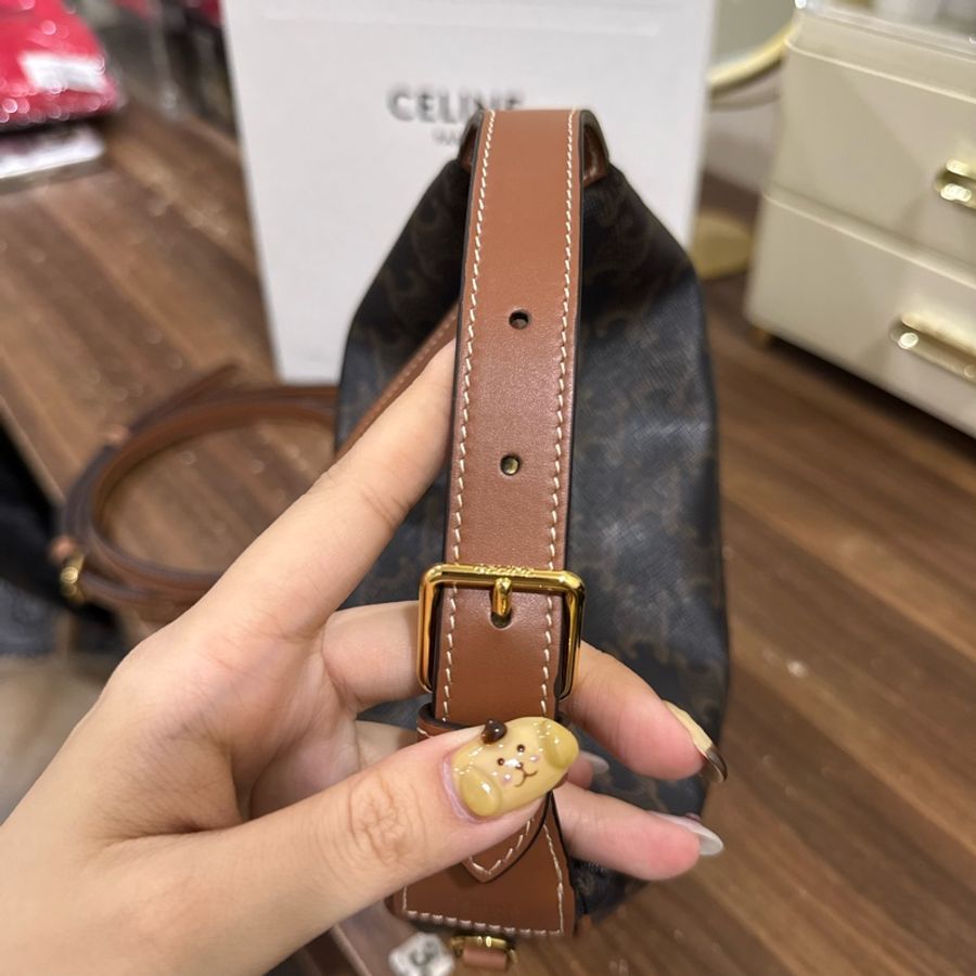 TEEN CELINE LULU標誌印花及牛皮革手袋-9