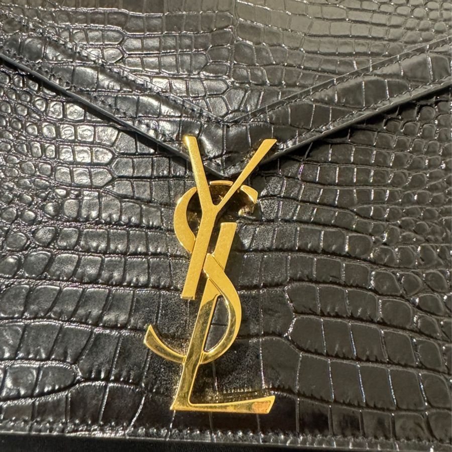 甜甜價SAINT LAURENT 黑亮面 鱷魚壓紋 鍊條包 金色鏈條 肩背包 側背包 近全新未使用 精品-5