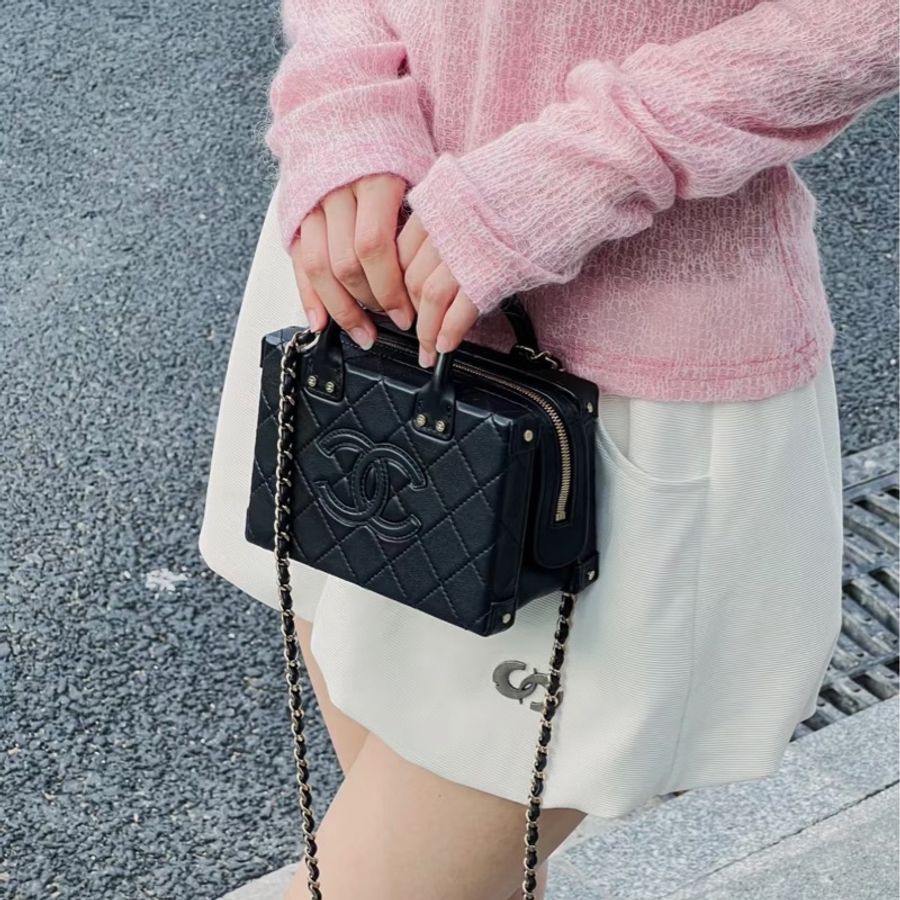 Chanel 22B復古盒子包 芯片款 #全新全配🉑送禮 #全牛皮菱格紋大logo-5