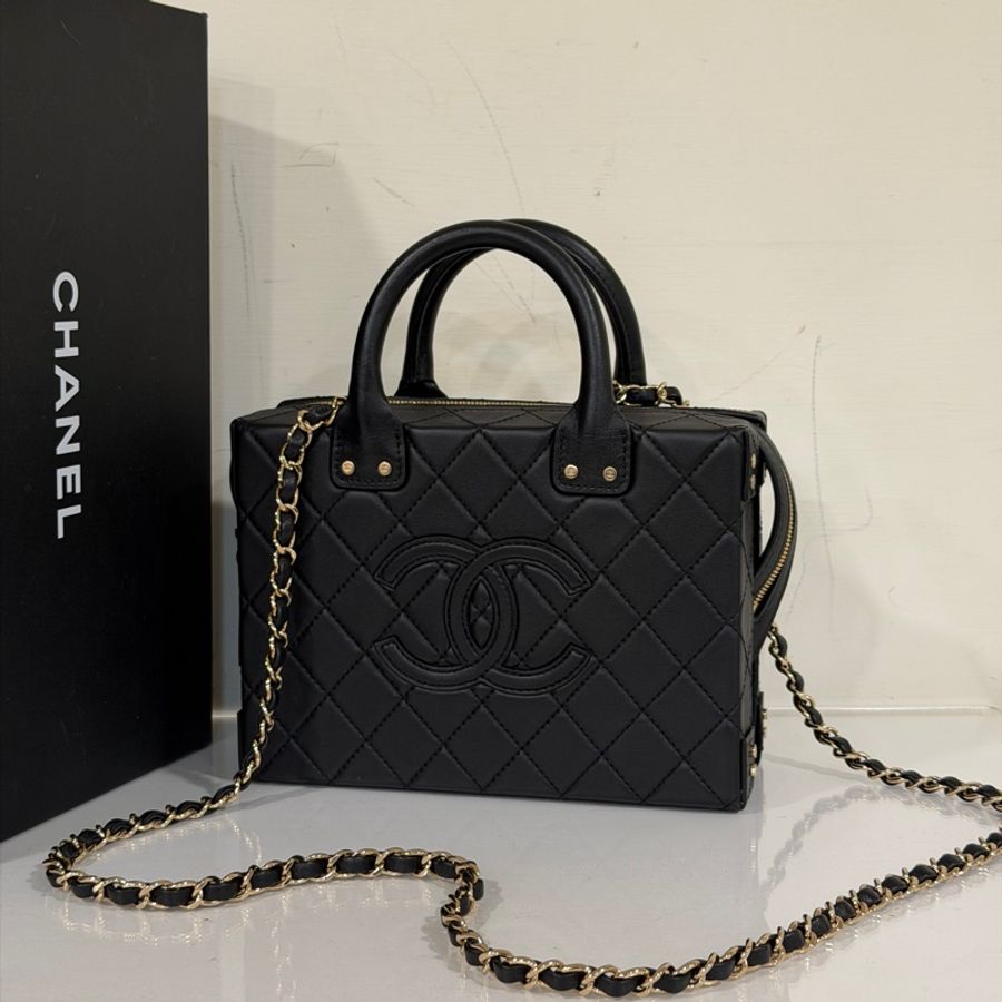 Chanel 22B復古盒子包 芯片款 #全新全配🉑送禮 #全牛皮菱格紋大logo-7