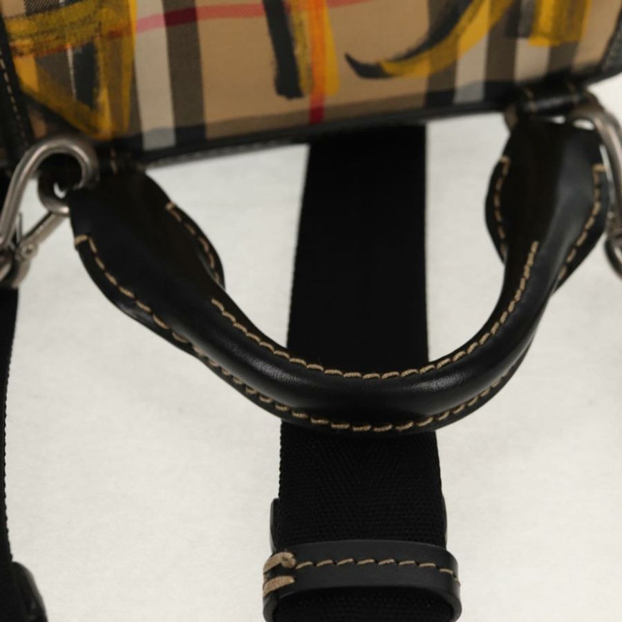 【日本直送】BURBERRY Nova Check Graffiti Backpack Canvas Beige Auth 154919V-6