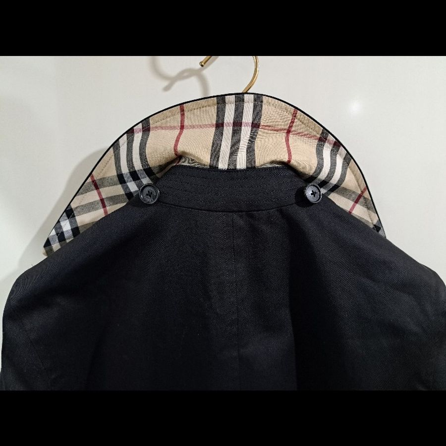 女40號/日本二手/Burberry 時尚女神風衣/有格紋帽+腰帶-9