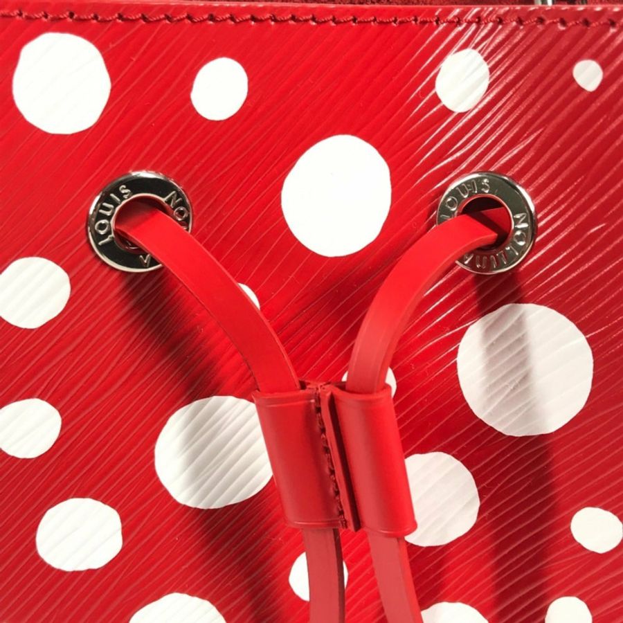 路易威登 Monogram Empreinte LV×YK 草間彌生 NeoNoe 斜背包,抽繩兩用手提包,波點肩帶皮革,紅色,女士,近全新-1