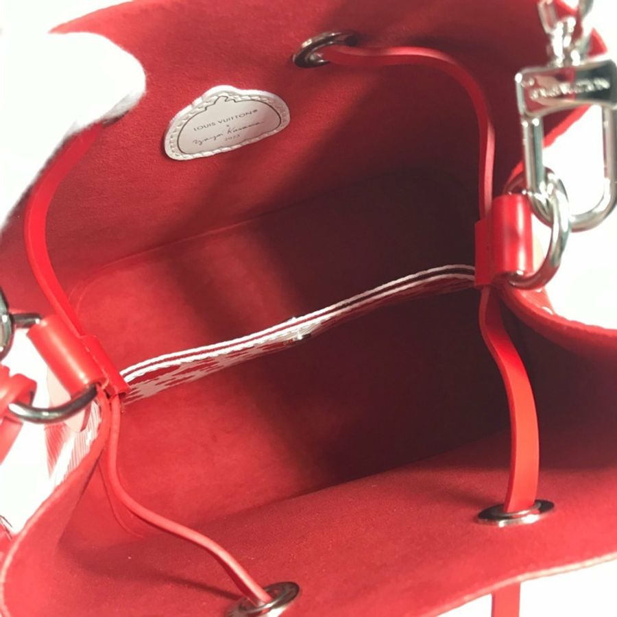 路易威登 Monogram Empreinte LV×YK 草間彌生 NeoNoe 斜背包,抽繩兩用手提包,波點肩帶皮革,紅色,女士,近全新-4