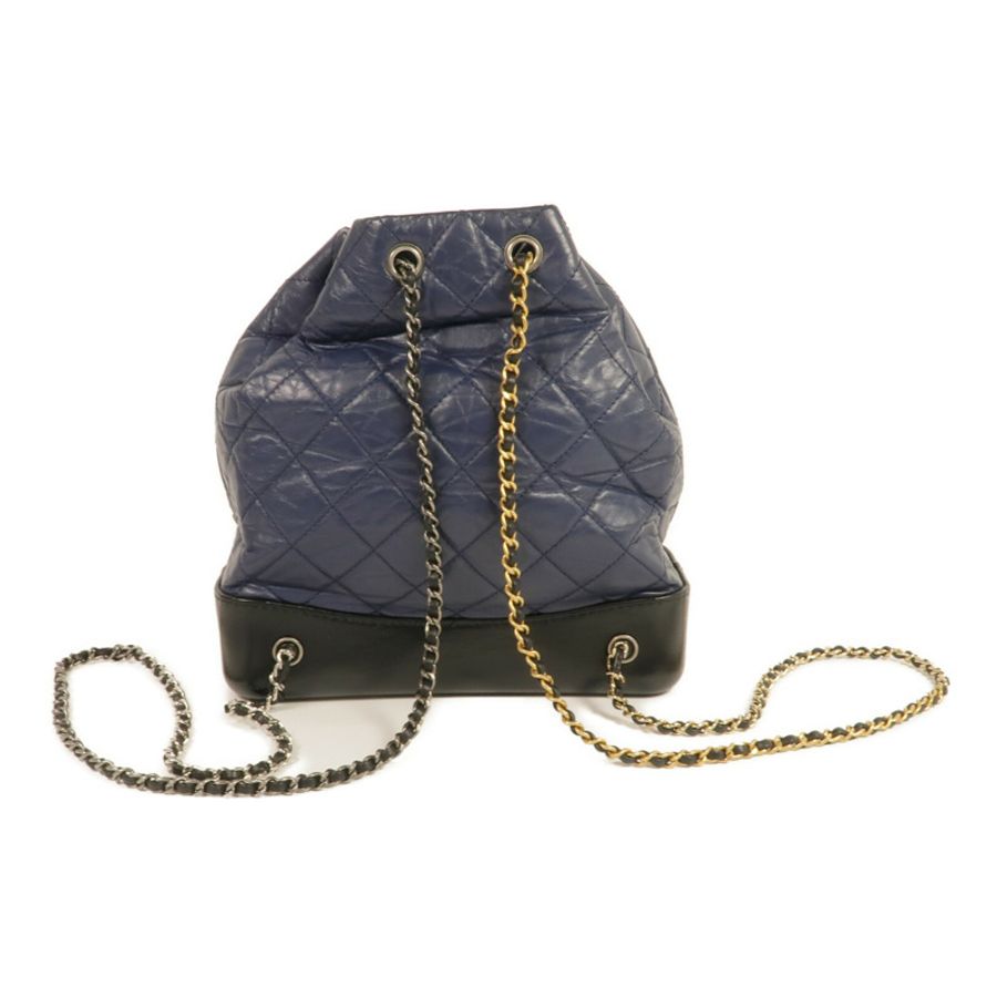 CHANEL 牛皮皮革Gabrielle Backpack銀扣背包-1