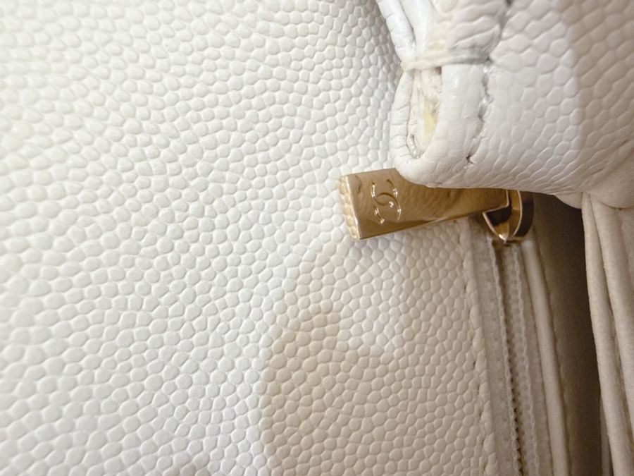 香奈兒Chanel Coco handle Mini 白色荔枝皮-11