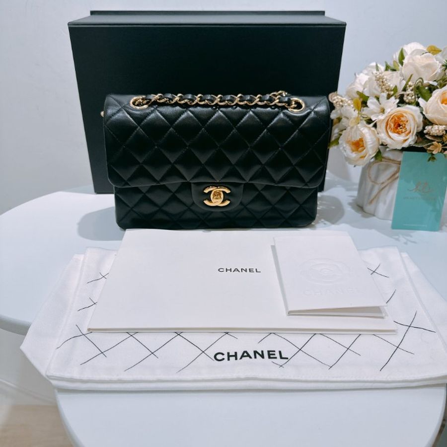 TW4583 Chanel 香奈兒 經典 翻蓋包 黑色羊皮 小號Classic Double Flap Bag 23cm Lambskin Black x GHW-12