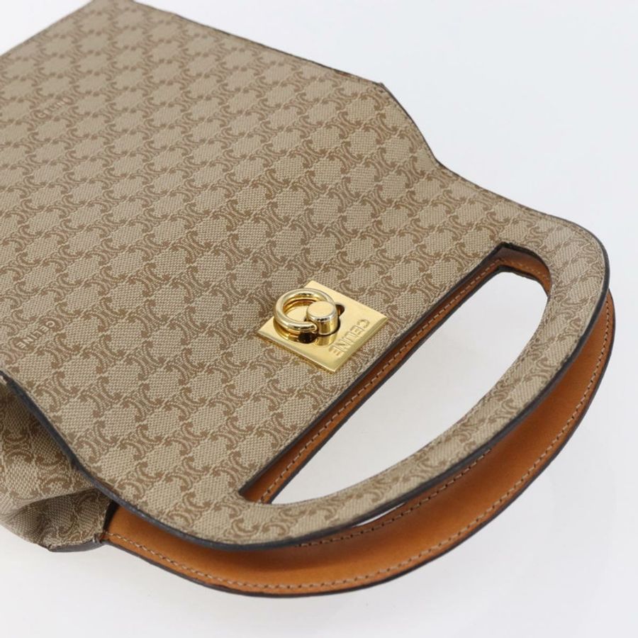 【日本直送】CELINE Macadam帆布手提包 PVC 米色 金色 Auth mr1651-5