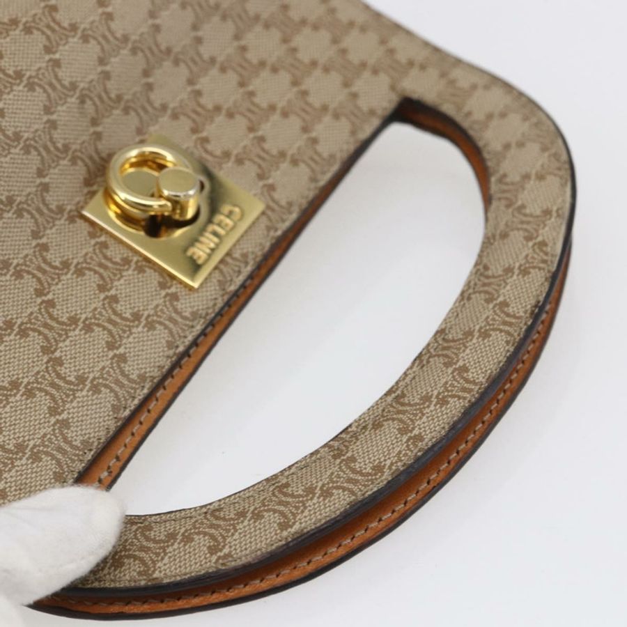 【日本直送】CELINE Macadam帆布手提包 PVC 米色 金色 Auth mr1651-6