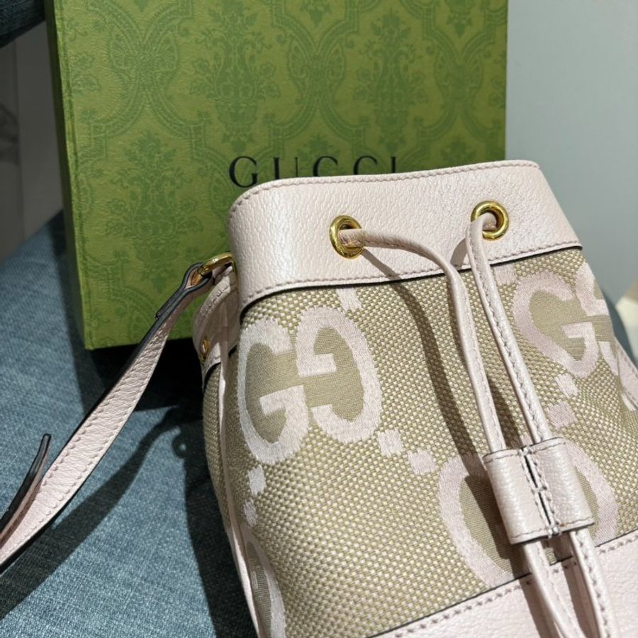 {🎀全新未使用 夢幻水桶💫}GUCCI jumbo GG mini 水桶包 (粉色)-2