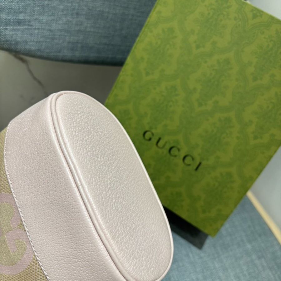 {🎀全新未使用 夢幻水桶💫}GUCCI jumbo GG mini 水桶包 (粉色)-5