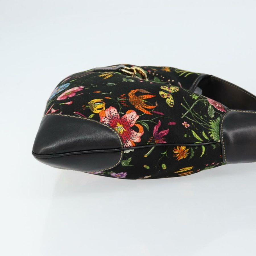 【日本直送】GUCCI Flora帆布單肩包 黑色 金色 153029 正品 156047-2