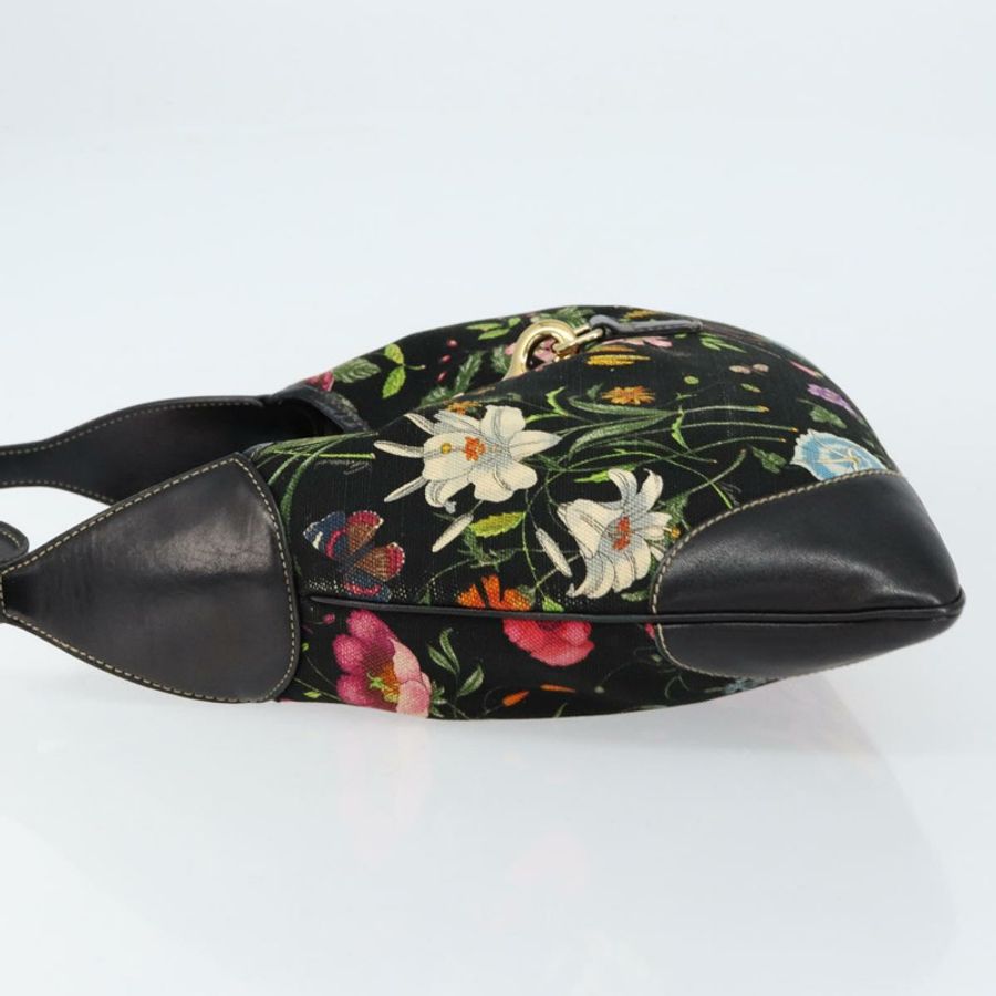 【日本直送】GUCCI Flora帆布單肩包 黑色 金色 153029 正品 156047-3