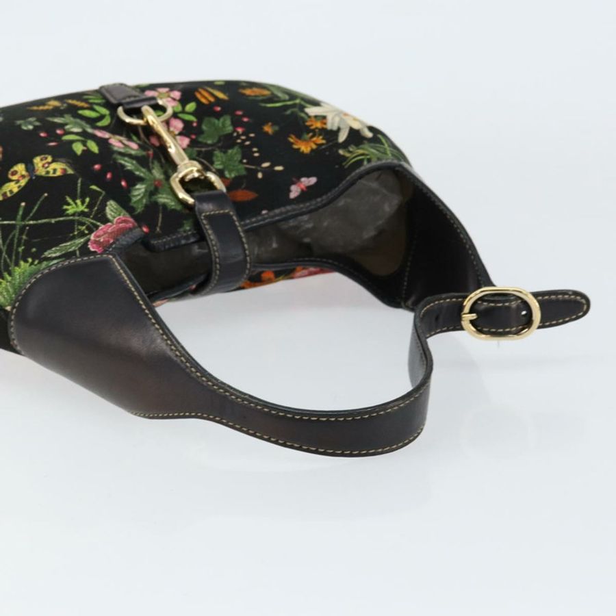 【日本直送】GUCCI Flora帆布單肩包 黑色 金色 153029 正品 156047-6