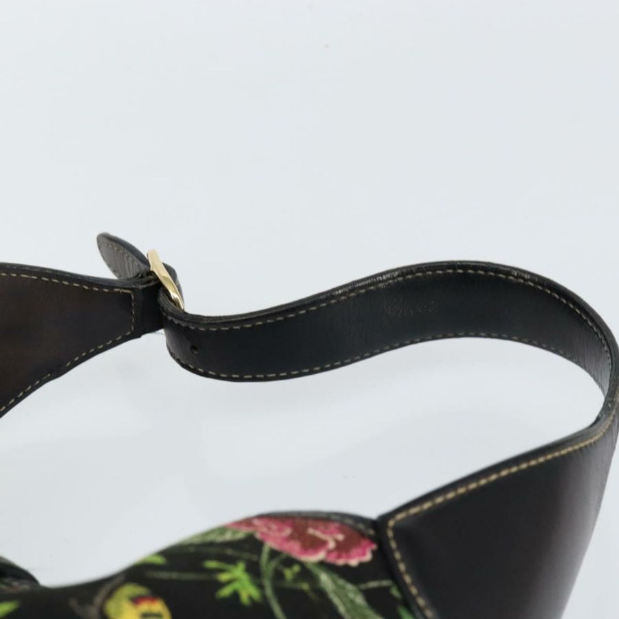 【日本直送】GUCCI Flora帆布單肩包 黑色 金色 153029 正品 156047-7
