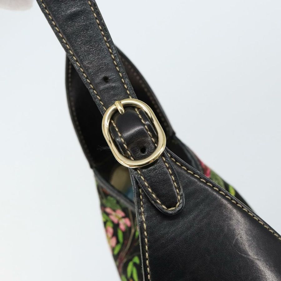 【日本直送】GUCCI Flora帆布單肩包 黑色 金色 153029 正品 156047-16