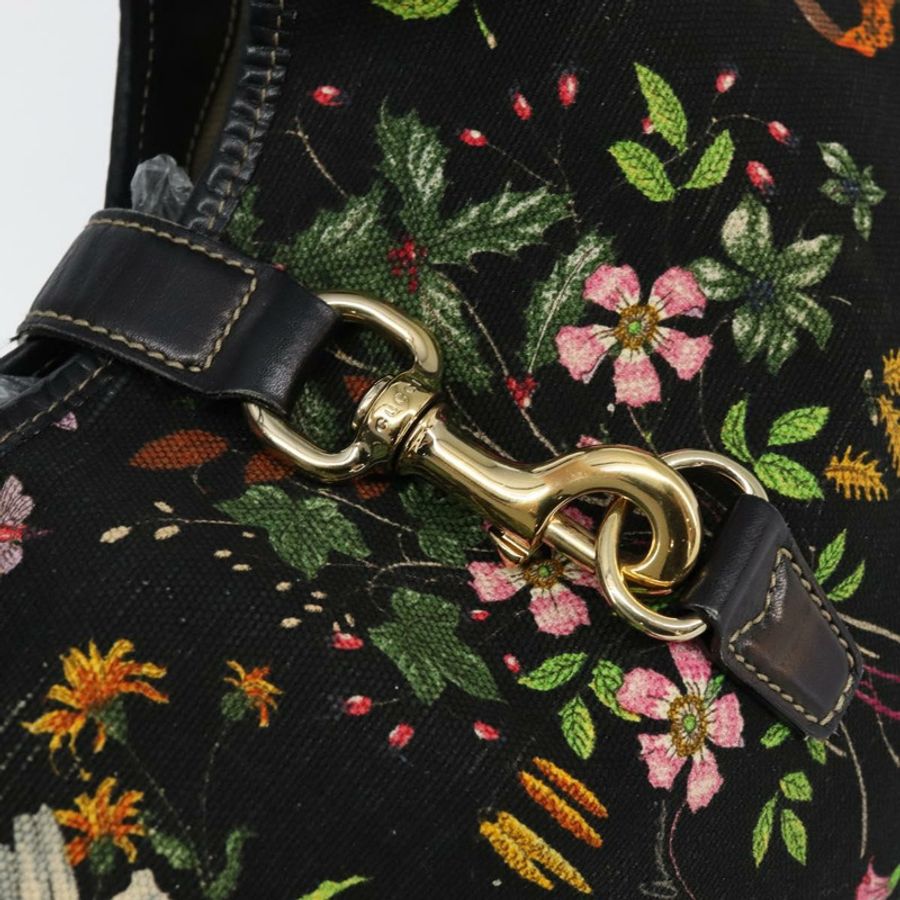 【日本直送】GUCCI Flora帆布單肩包 黑色 金色 153029 正品 156047-17
