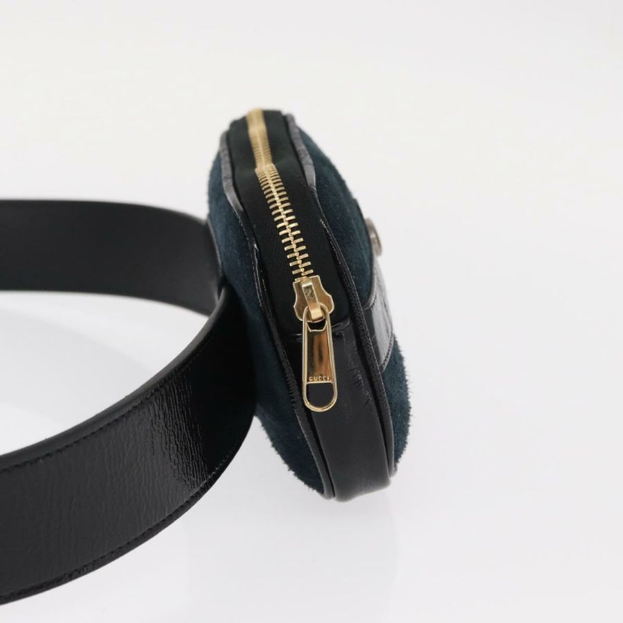 【日本直送】GUCCI Sherry Line 腰包 麂皮琺瑯海軍藍金色 519308 Auth mr1606-3