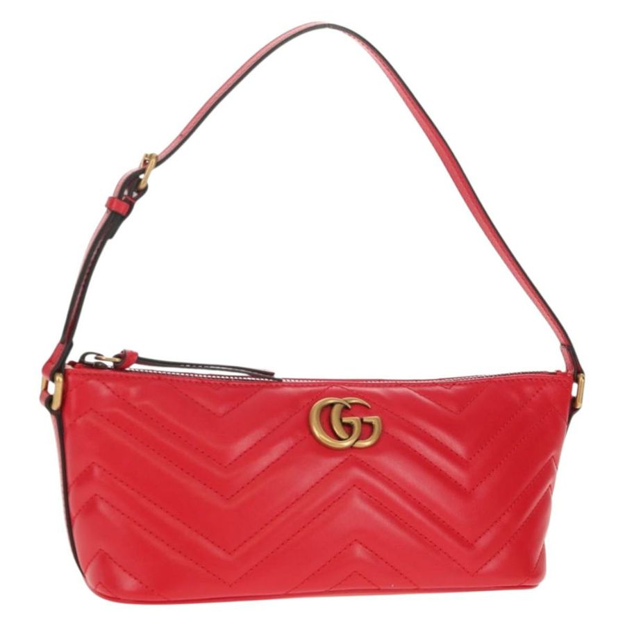 【日本直送】GUCCI GG Marmont 配件包 皮革 紅色 金色 739166 正品 ka600V-0