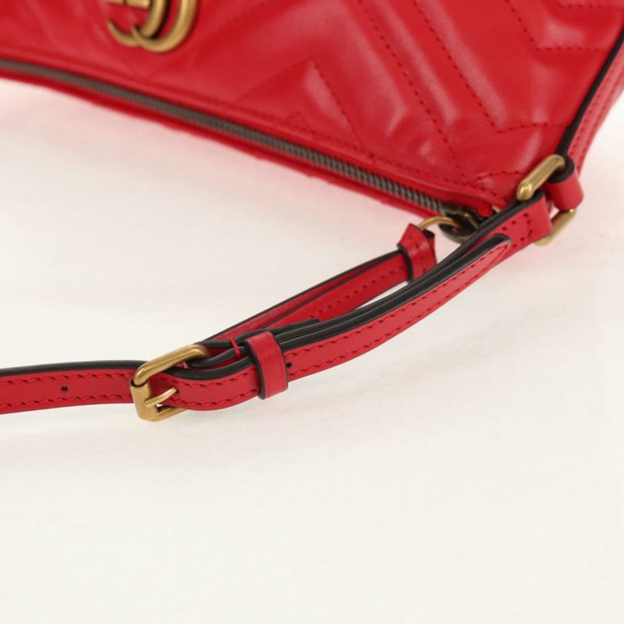 【日本直送】GUCCI GG Marmont 配件包 皮革 紅色 金色 739166 正品 ka600V-7