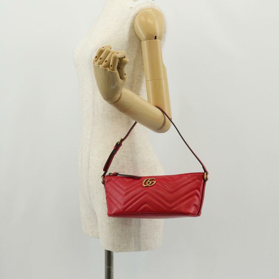 【日本直送】GUCCI GG Marmont 配件包 皮革 紅色 金色 739166 正品 ka600V-24