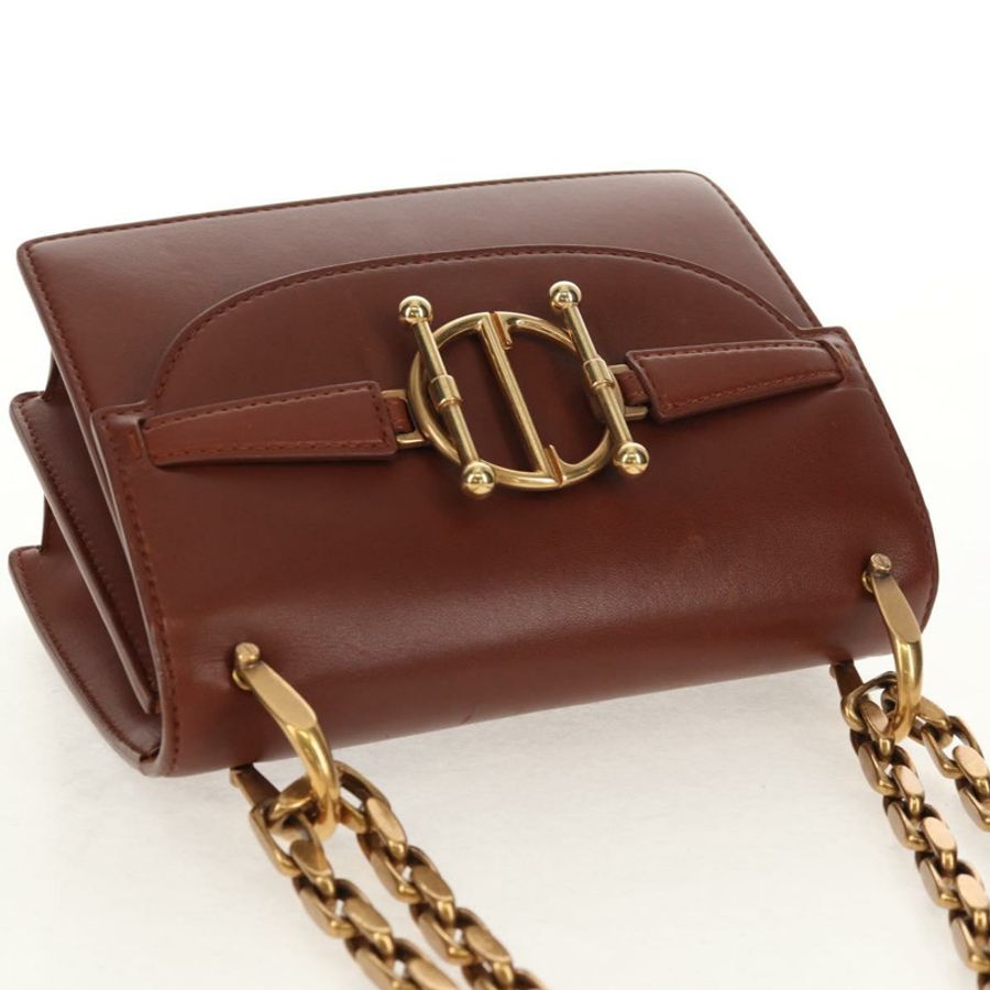 【日本直送】Christian Dior 鏈條肩背包 皮革 棕色 金色 正品 154079V-6