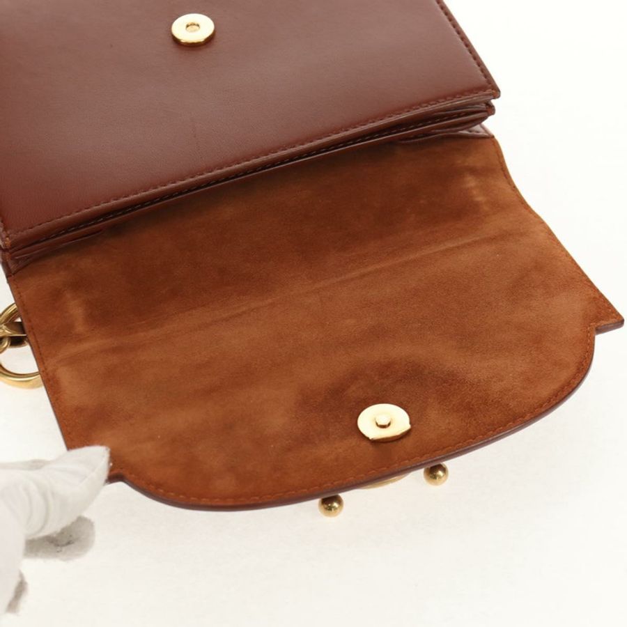 【日本直送】Christian Dior 鏈條肩背包 皮革 棕色 金色 正品 154079V-19