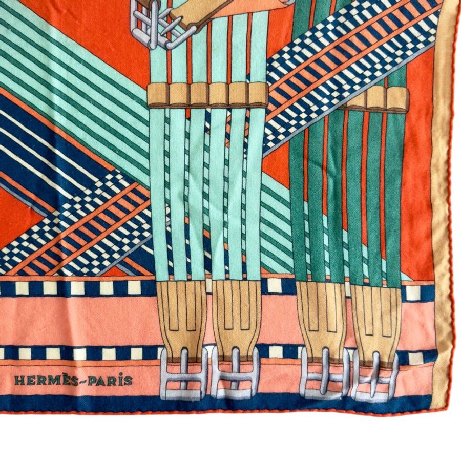 HERMES Sangles En Zigzag shawl 140 羊絨 圍巾-8