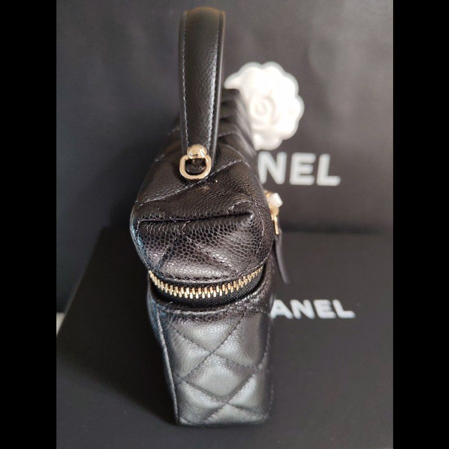 CHANEL 香奈兒荔枝飯盒包黑金-2