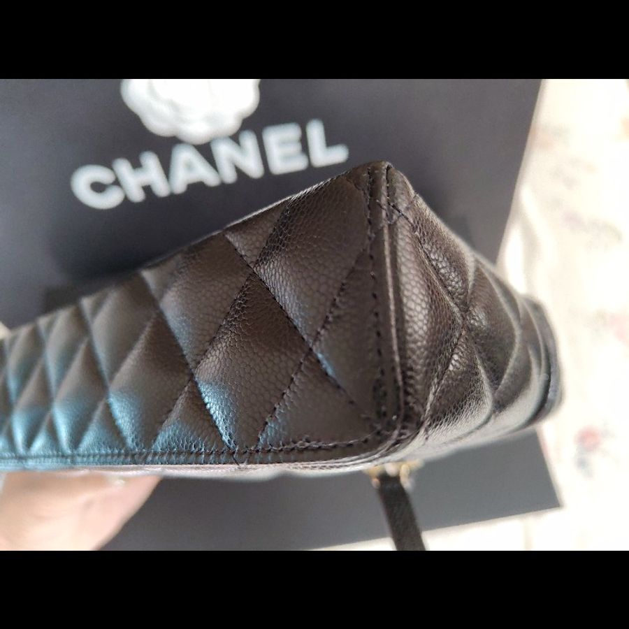 CHANEL 香奈兒荔枝飯盒包黑金-9