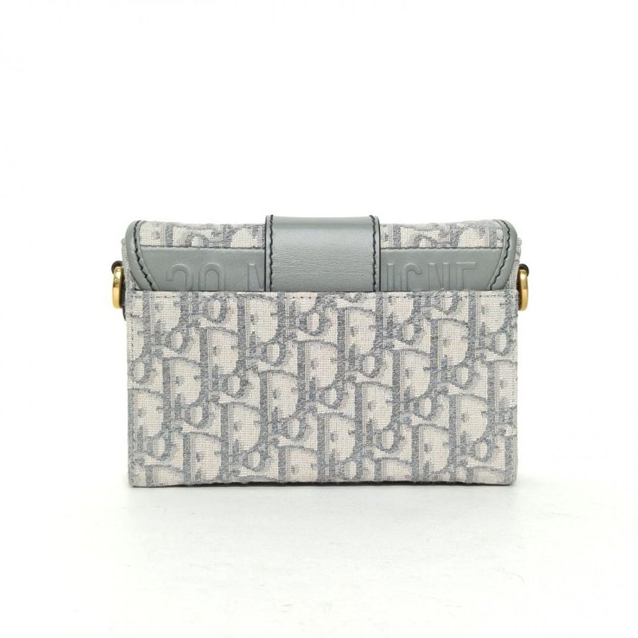 DIOR 30Montaigne蒙田Box灰色帆布金扣2021Oblique印花肩背包-2