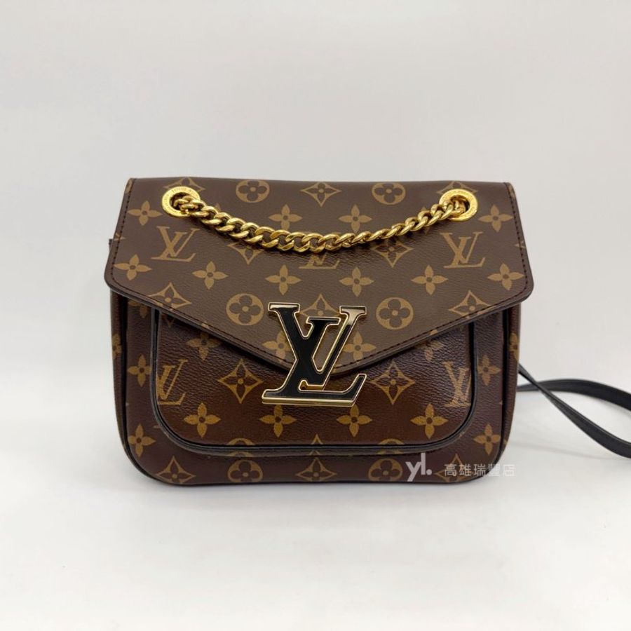 ❣LV 原花金釦Passy MM下蓋肩斜背包-0