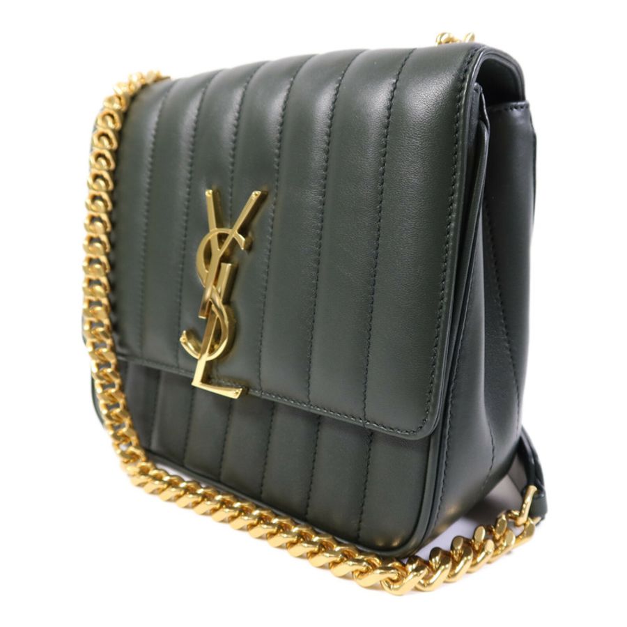 YVES SAINT LAURENT 羊皮皮革Vicky金扣鏈帶肩背袋-2