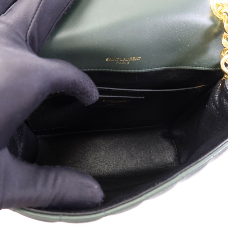 YVES SAINT LAURENT 羊皮皮革Vicky金扣鏈帶肩背袋-4