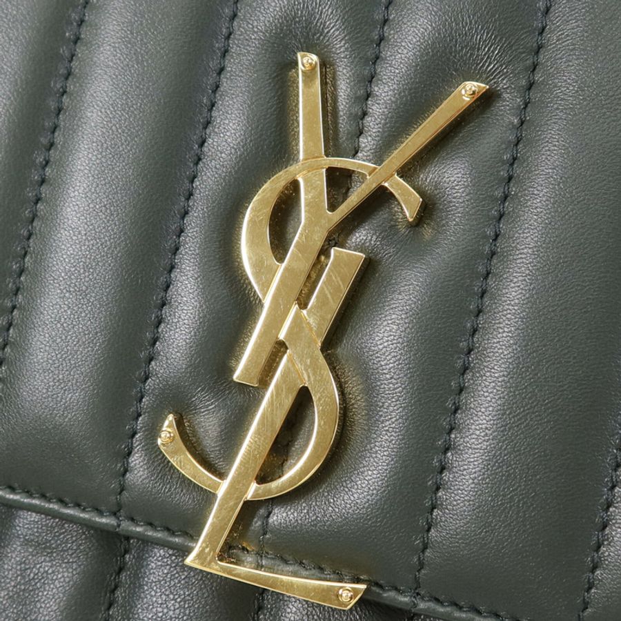 YVES SAINT LAURENT 羊皮皮革Vicky金扣鏈帶肩背袋-13