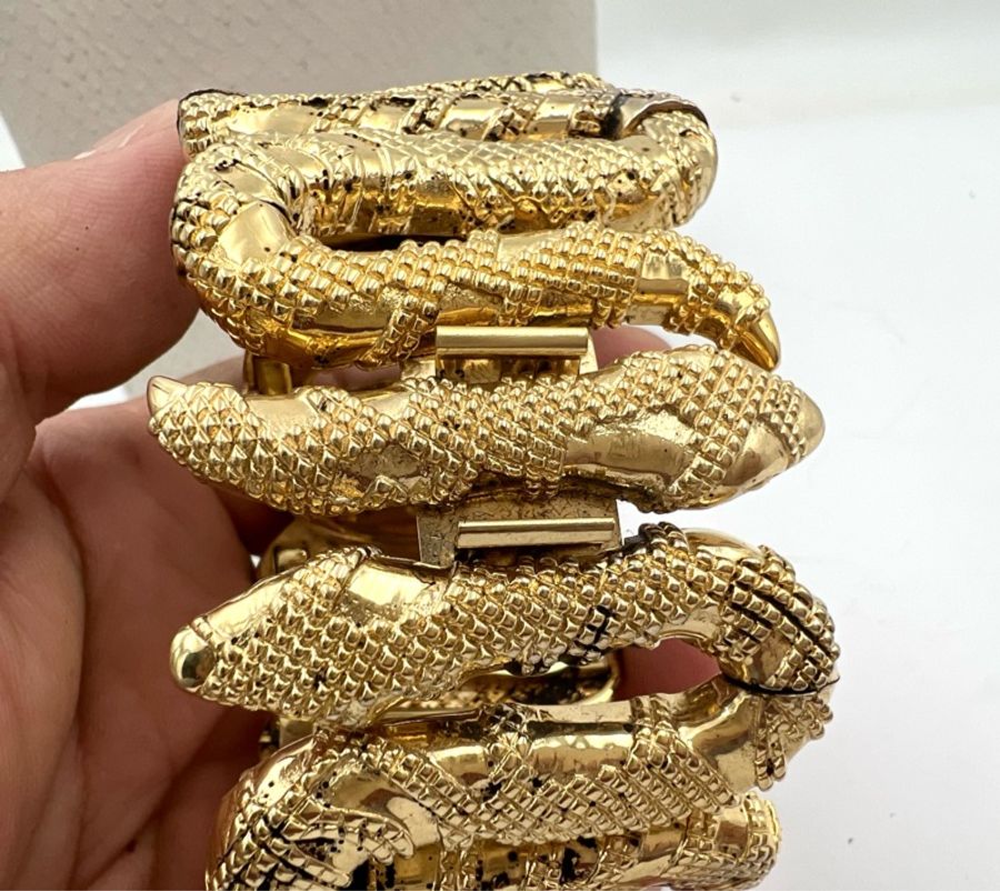 robertcavalli 金色蟒蛇造型手環錶。-2