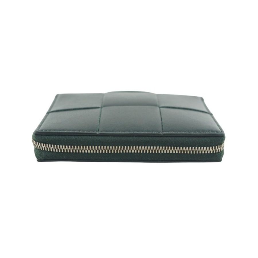 BV Bottega Veneta Zip Around Wallet 深墨綠色拉鏈大編織皮夾 中夾-5