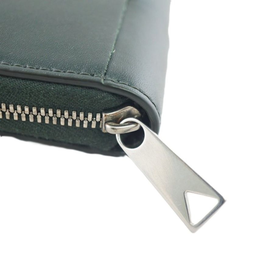 BV Bottega Veneta Zip Around Wallet 深墨綠色拉鏈大編織皮夾 中夾-15