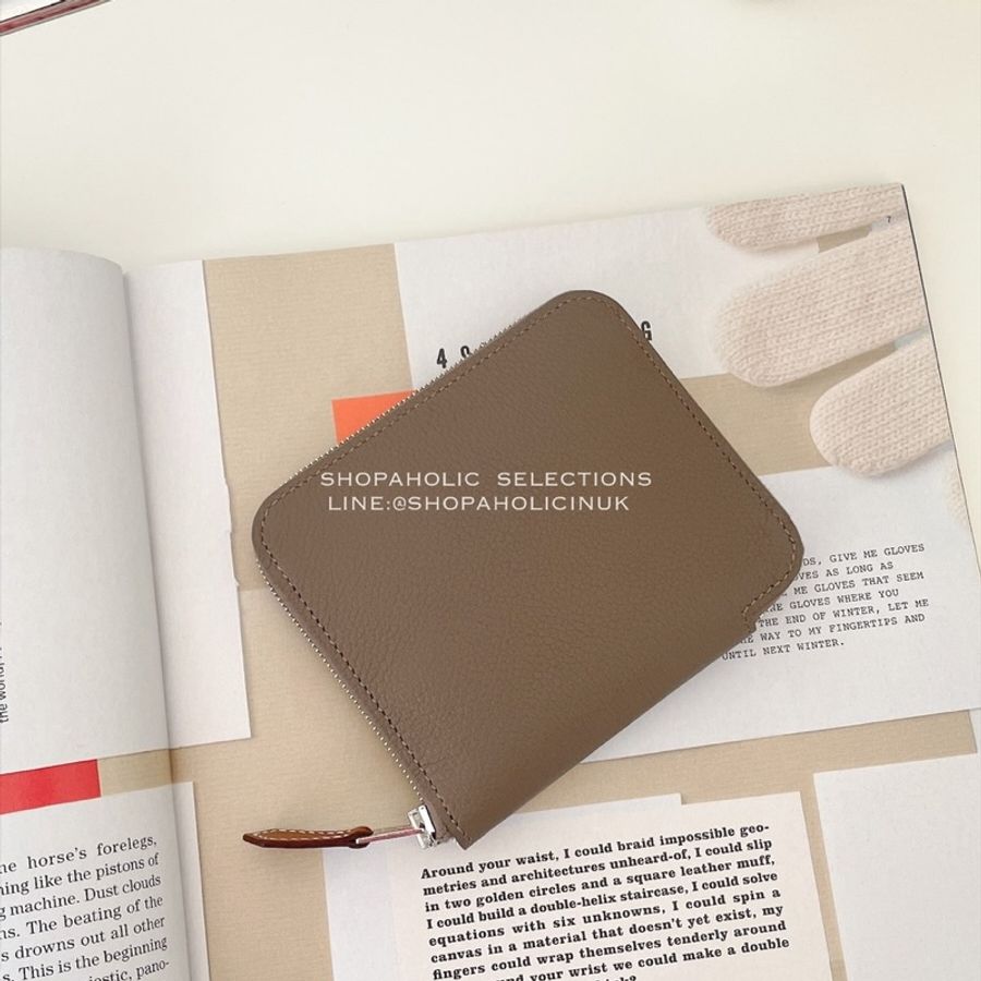Hermès silk’in wallet絲巾短夾大象灰銀鏈-0