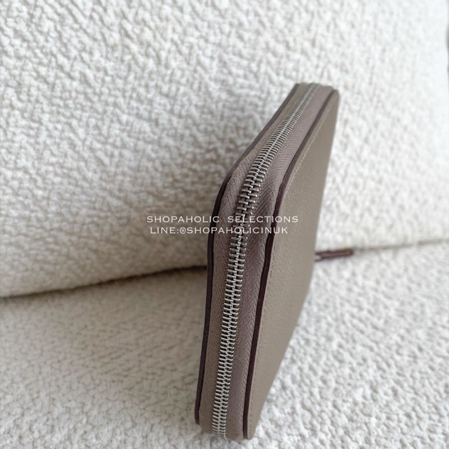 Hermès silk’in wallet絲巾短夾大象灰銀鏈-2