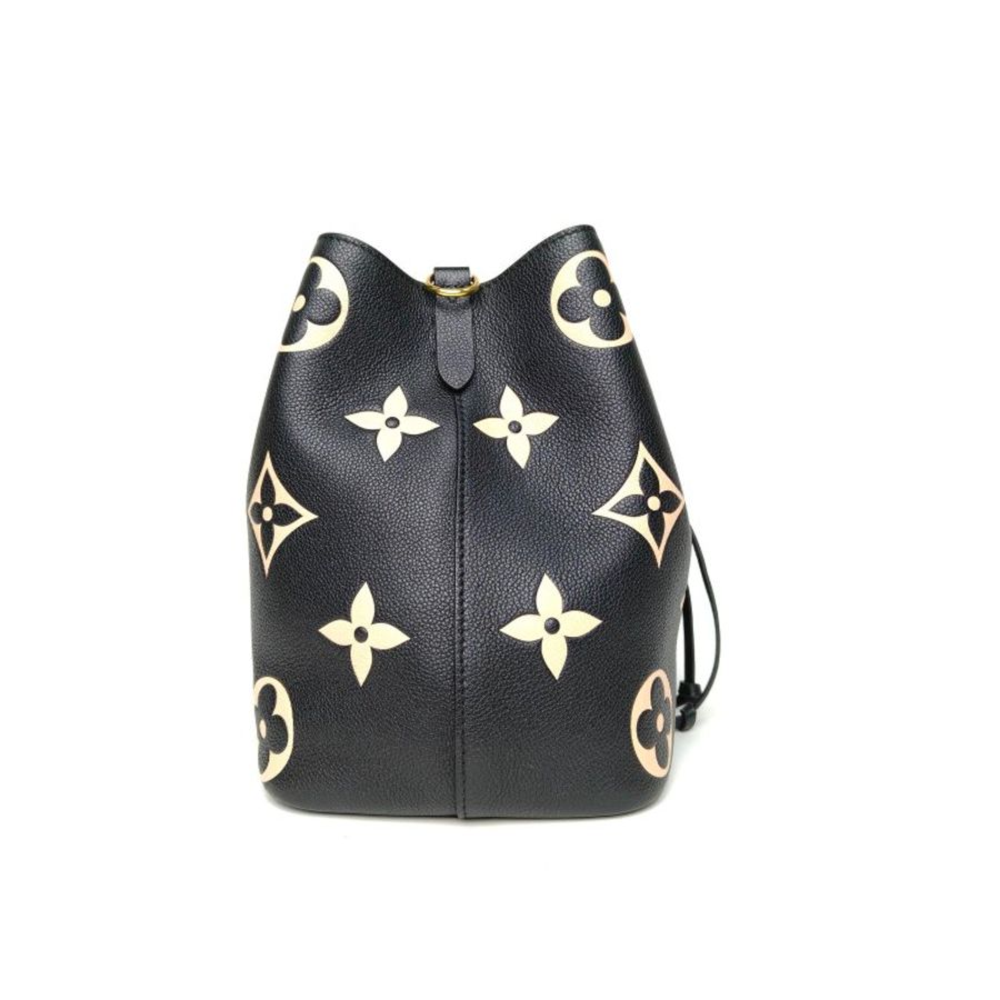 LOUIS VUITTON NÉONOÉ水桶包中號26黑白牛皮金扣2021老花壓紋肩背包-3