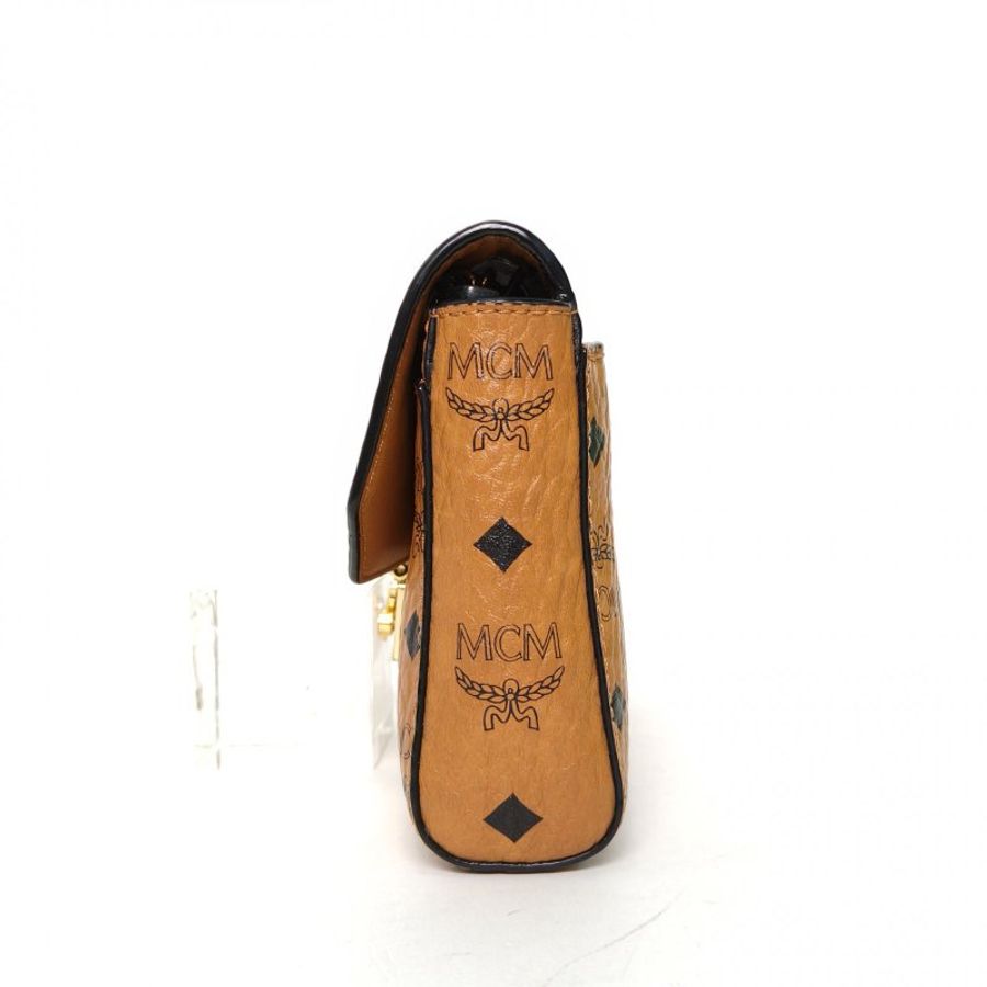 MCM 幹邑色牛皮金扣經典信封WOC鏈條包肩背包-3