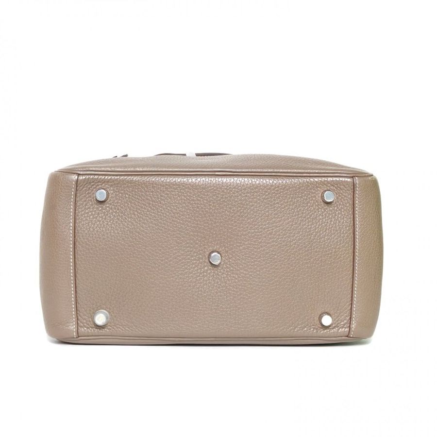 HERMES Lindy3018大象灰TC皮A刻銀扣肩背包-4