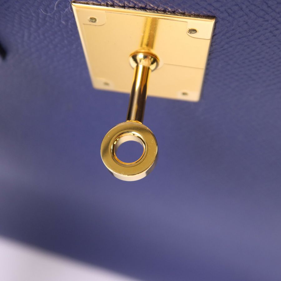 HERMES Epsom皮革Birkin 30金扣手挽袋Bleu Saphir-9