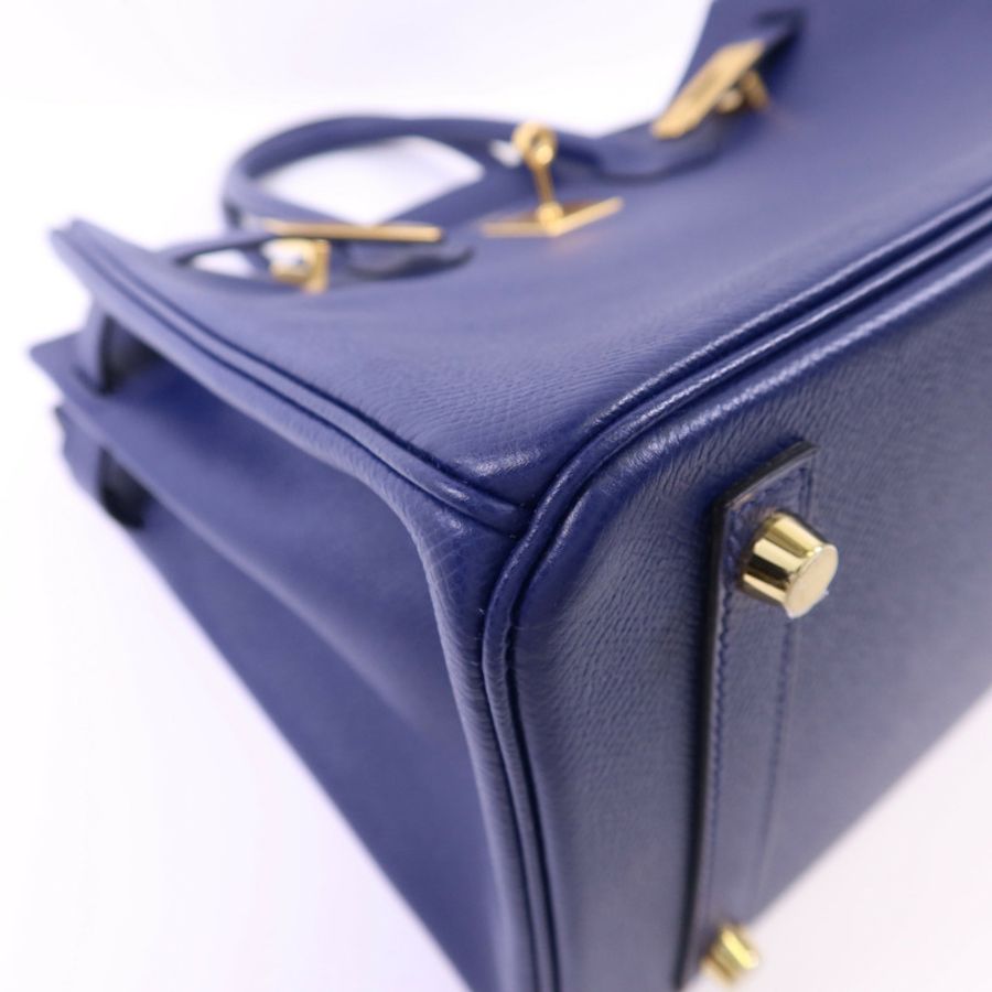 HERMES Epsom皮革Birkin 30金扣手挽袋Bleu Saphir-12