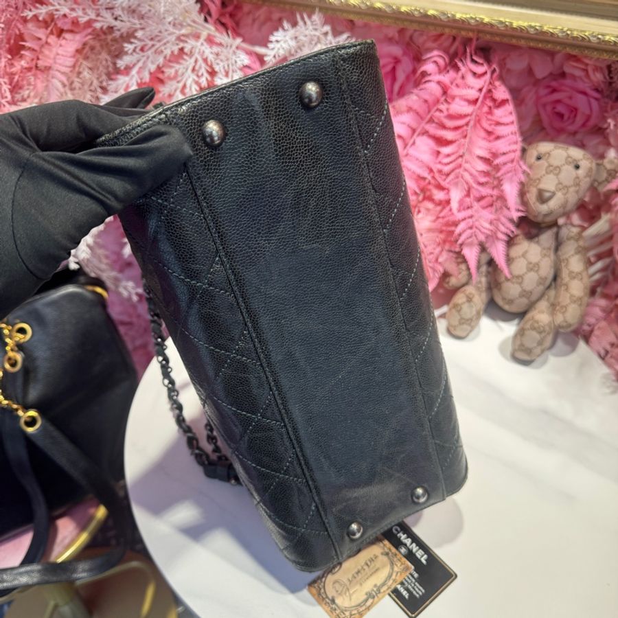 Chanel 油蠟荔枝牛皮肩背包/王吉娜古董精品-6