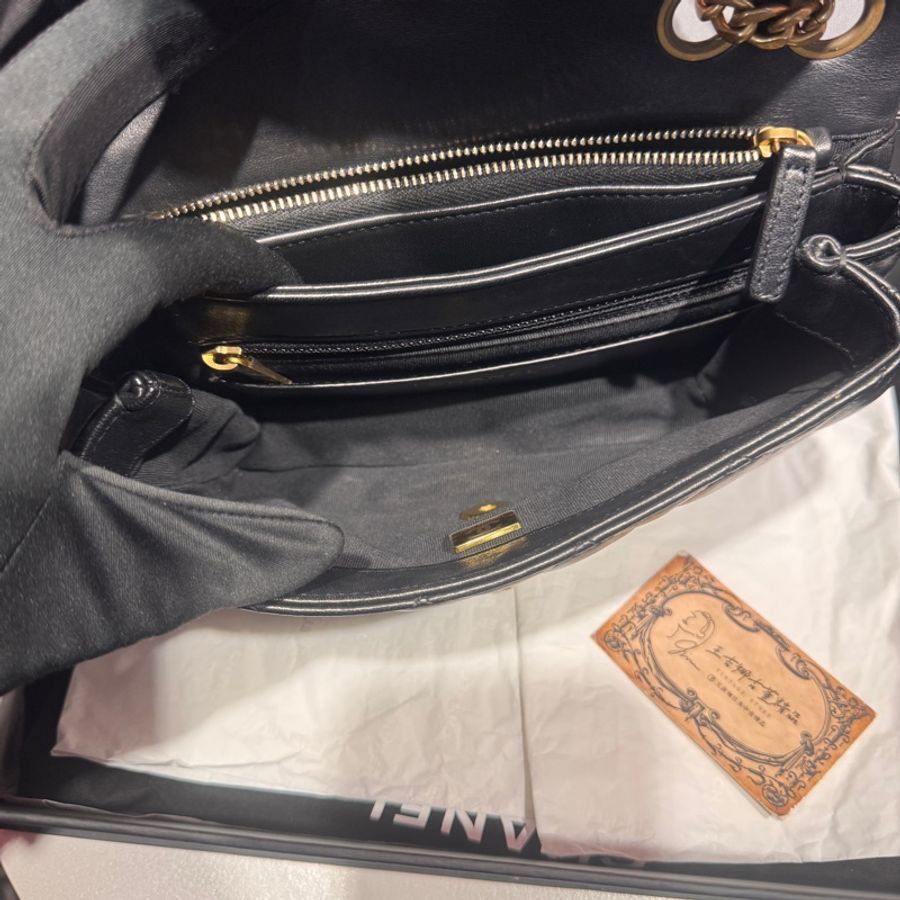 Chanel 黑金金柱調節包/王吉娜古董精品-9